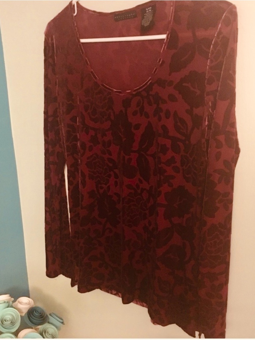 Y2K Apostrophe stretch long sleeve velvety blouse sm